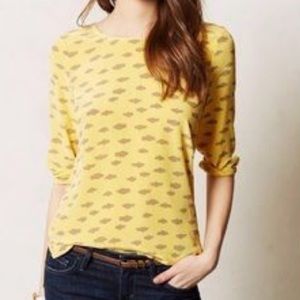 MAEVE 100% SILK -LINOSA YELLOW CLOUD PRINT HIGH-LOW BLOUSE